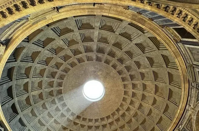 The coffered concrete dome of the Pantheon with the open oculus at its centre