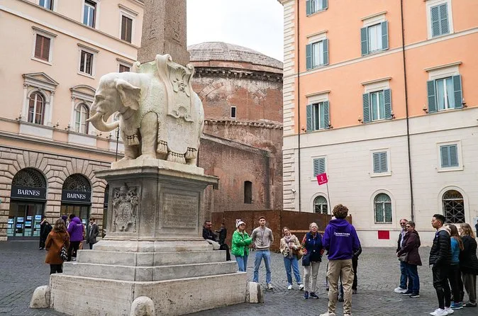 Bernini's marble elephant carrying an obelisk on Piazza della Minerva